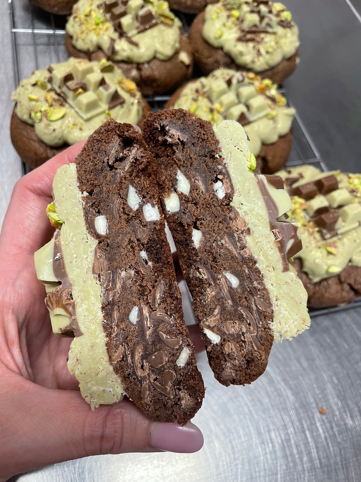Dubai Pistachio Chocolate Bar Inspired Cookie