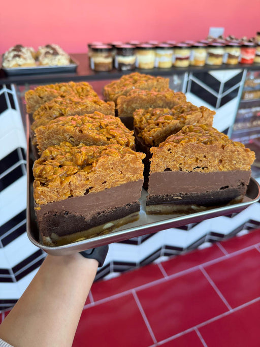 Caramel Cornflake Ganache Brookie Pie