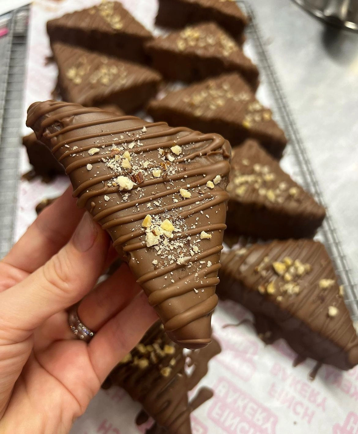 Hazelnut Ganache Chocolate Triangle Brownie