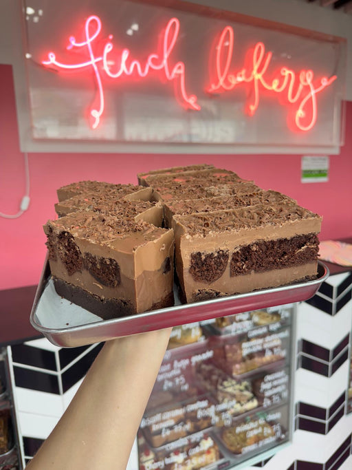 Milk Chocolate Fudge Cake Ganache Brownie
